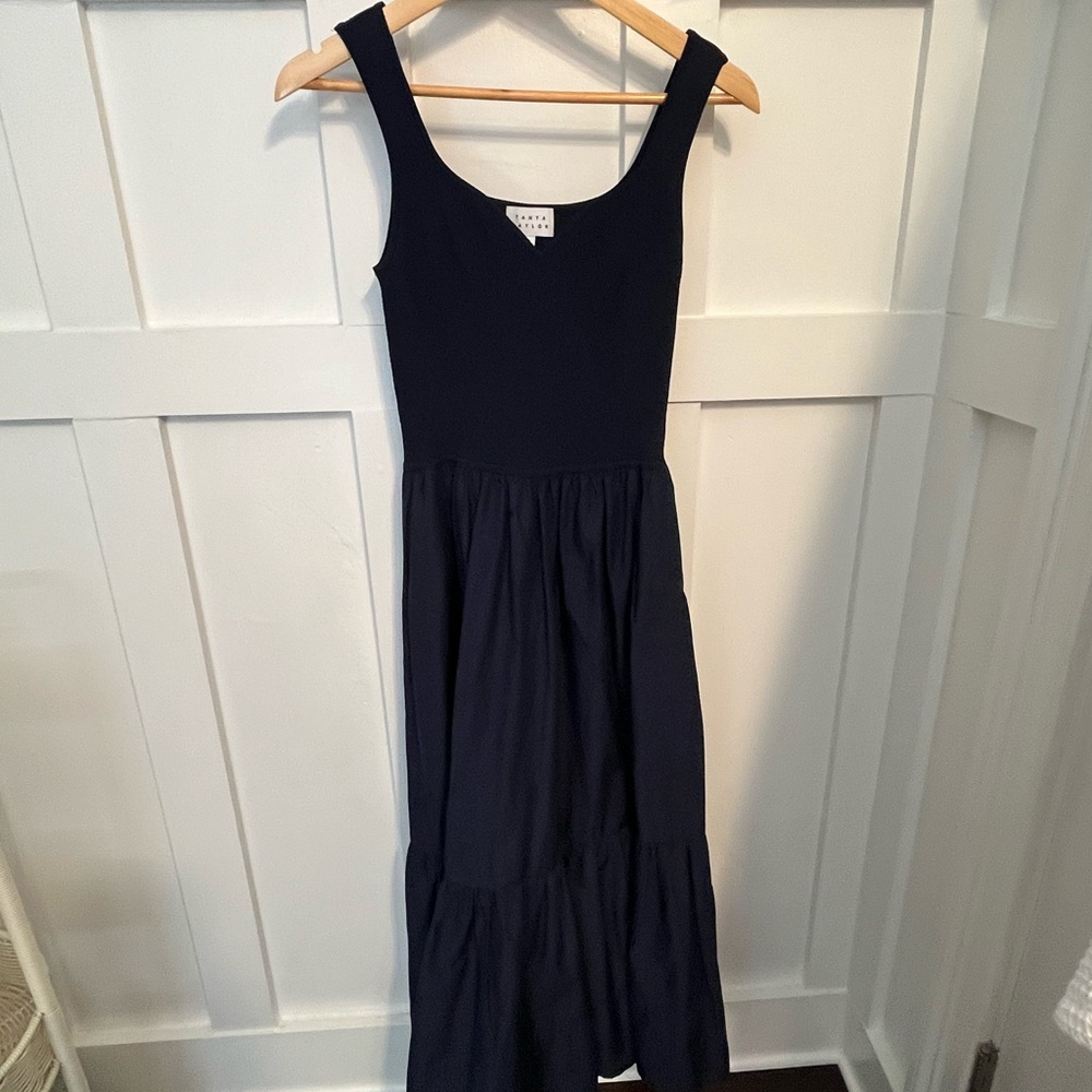 Tanya Taylor Navy Midi Dress